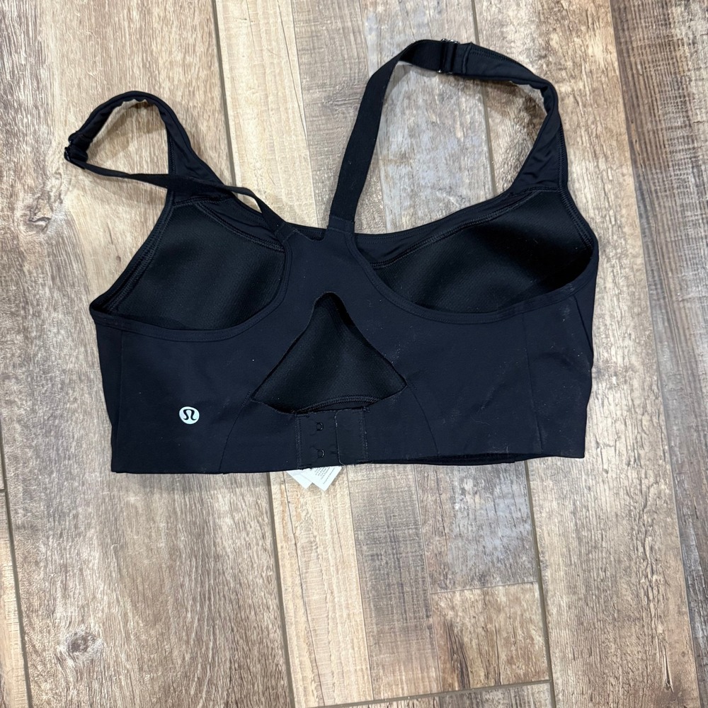 Lululemon Black High Impact Sports Bra 34D Adjustable Racerback Hook Eye Closure - Picture 2 of 5